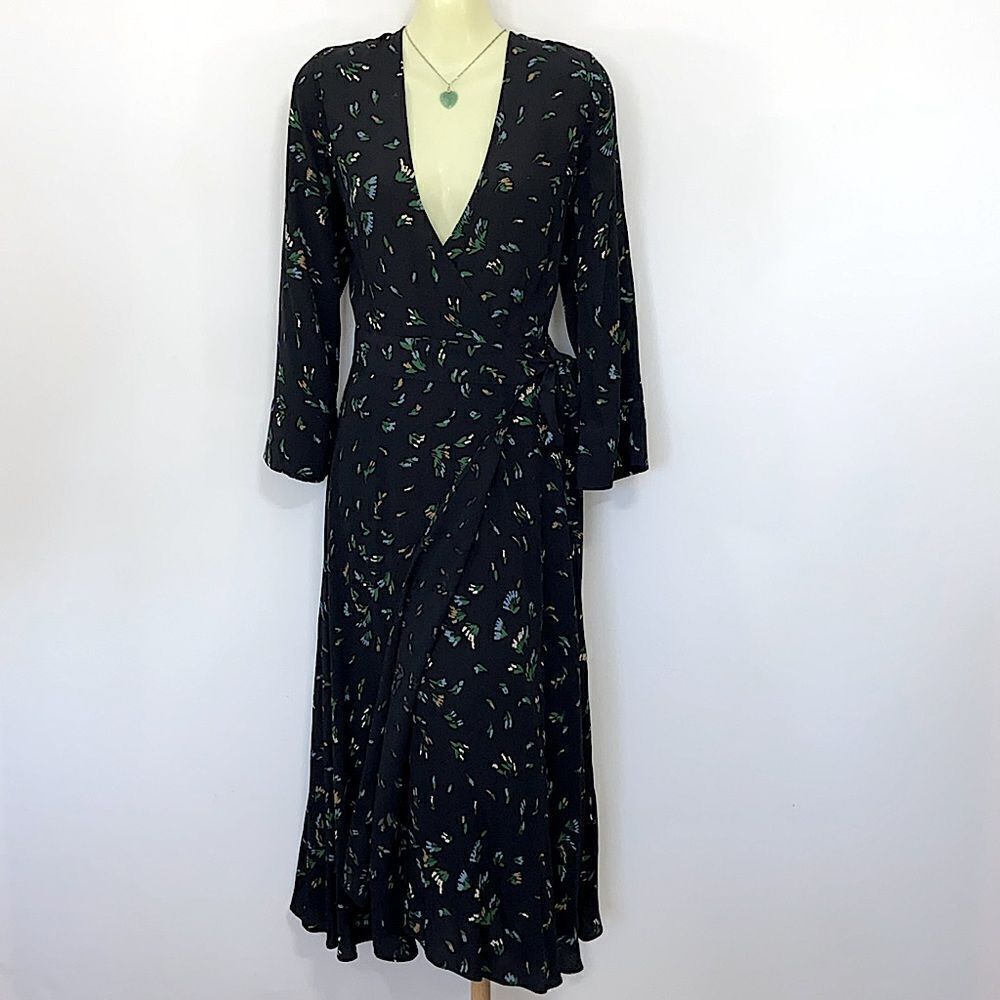 Ganni Dress Maxi Wrap Floral NWOT Size 4